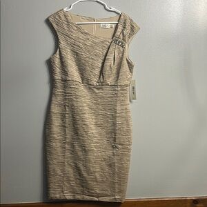 NWT Eliza  J Rhinestone Crushed Taffeta  Sheath Dress SZ 14